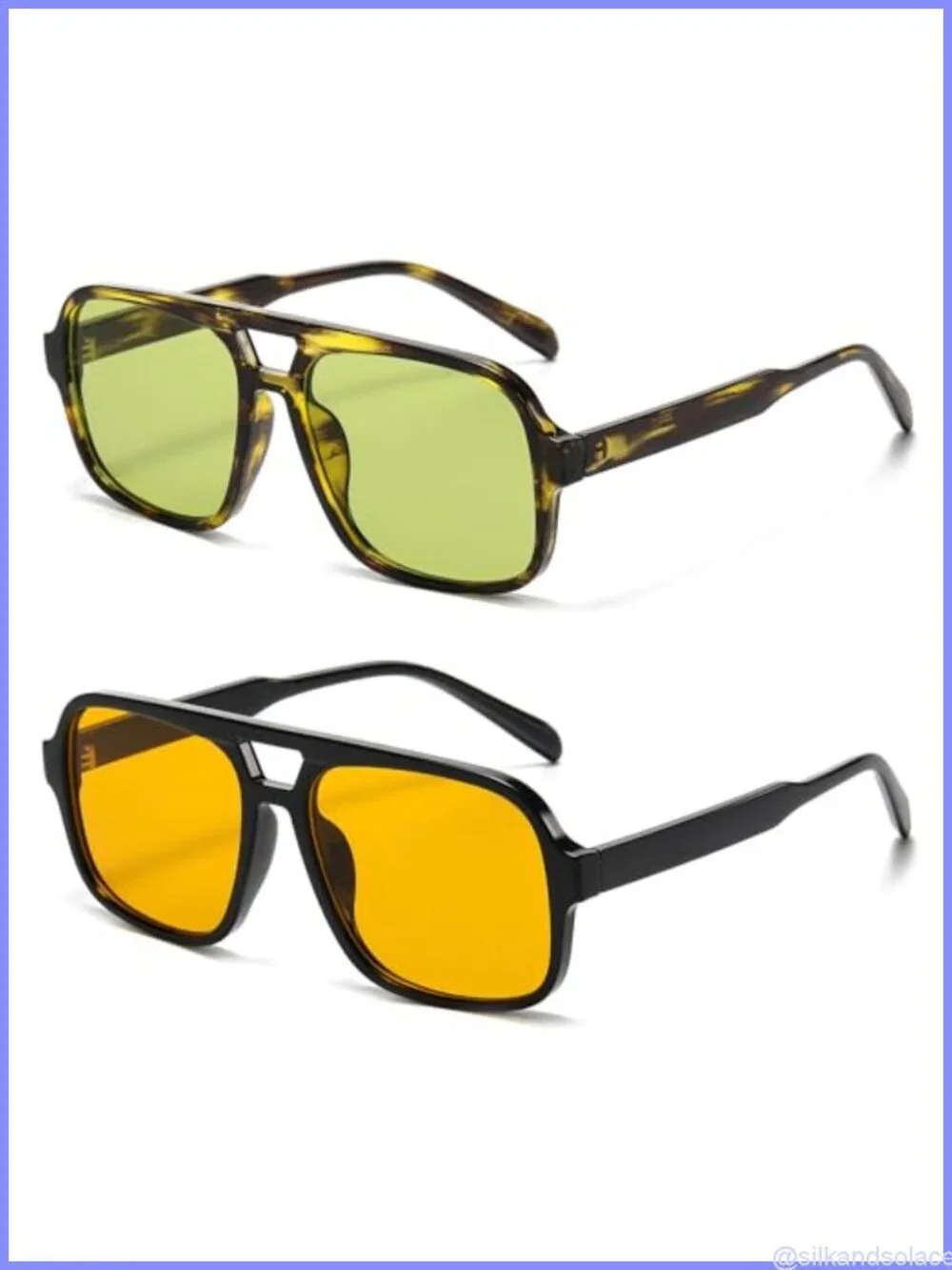 Oversized Square Retro Aviator Sunglasses UV400 Full-Frame Unisex